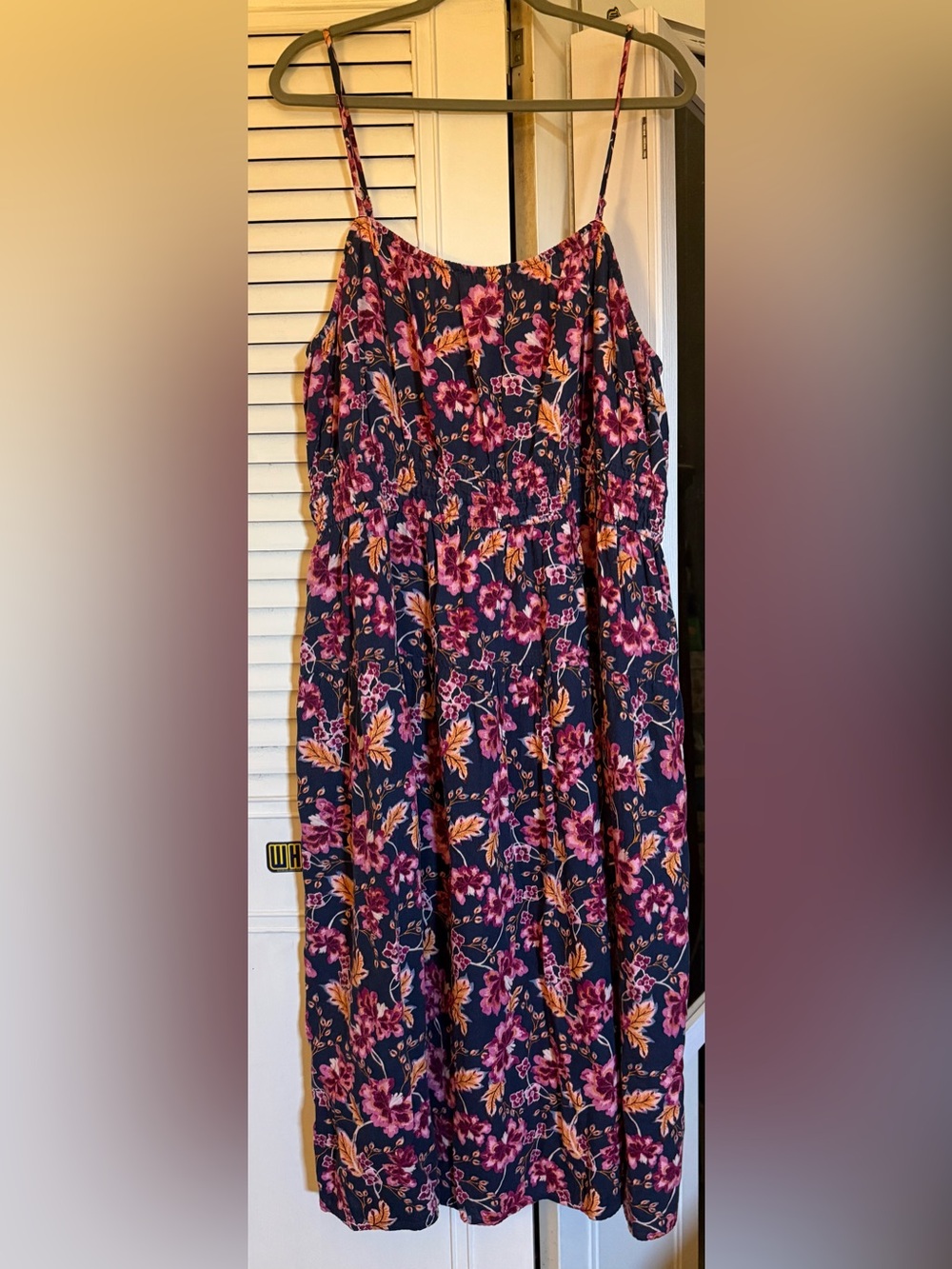 Old Navy Navy Maxi Skirt with Pink & Orange Floral Print